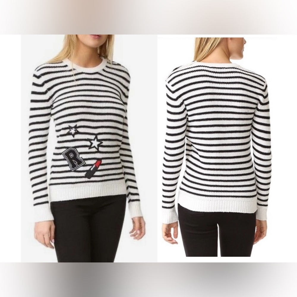 Rebecca Minkoff Prim Stripe Patch Sweater - Size XXS